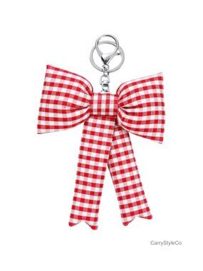 Plaid Bow Keychain Bag Charm Purse Backpack Keyring Fabr